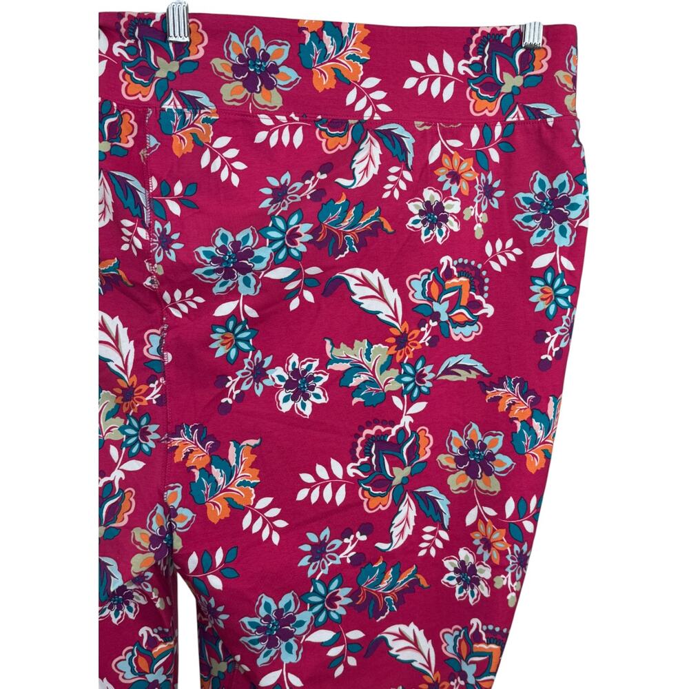 Sport Savvy Regular Printed Jersey Capri Pink Floral 5X Stretch Legging - Picture 8 of 14